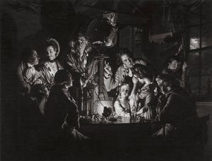 Ein Experiment an einem Vogel in der Luftpumpe nach Joseph Wright of Derby, 1769 von Valentine Green