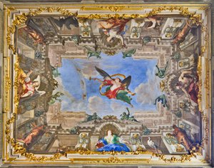 Allegorie des Ruhms und allegorische Figuren aus dem Ruhmssaal der Familie Balbi von Valerio and Mariani Giovanni Maria Castello