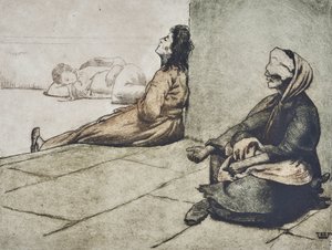 Neapolitanische Bettler (Zeichnung) von Valère Bernard