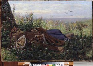 Ein Pilger auf einem Feld von Vasili Grigorevich Perov