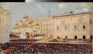 Die Krönung von Kaiser Alexander III. im Moskauer Kreml am 15. Mai 1883 von Vasili Vasilievich Vereshchagin