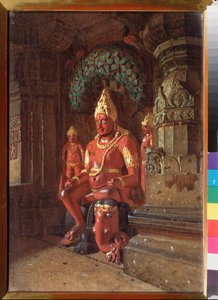 Eine Vishnu-Statue im Indra-Tempel