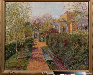 Ein Tee-Pavillon - Gemälde von Vasili Vasilyevich Perepletchikov (1863-1918), Öl auf Leinwand von Vasili Vasilyevich Perepletchikov