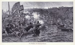 Die Eroberung Sibiriens durch Jermak Timofejewitsch (Gravur) von Vasilij Ivanovic Surikov