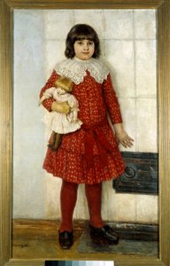 Das Mädchen mit der Puppe. Gemälde von Vasilli Ivanovich Surikov (1848-1916) 1888. Moskau, Tretjakow-Galerie