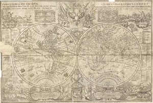 Doppelhemisphärenkarte der Welt, 1707 von Vasily Anufrievich Kiprianov