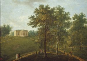 Tempel der Wahrheit. Blick in den Park des Kurakin-Anwesens Nadezhdino, Ende der 1790er Jahre