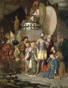Prinz Michael von Tschernigow im Lager von Batu Khan, 1246, 1883 von Vasily Smirnov