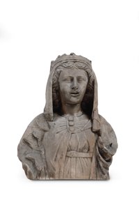 Eine geschnitzte Marmorbüste einer weiblichen Heiligen von Venetian School