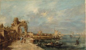 Caprice, mit ruinösem Bogen und Hafen
