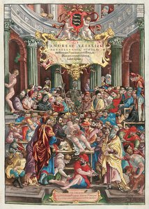 Frontispiz zu De Humani Corporis Fabrica Libri Septem von Andreas Vesalius, veröffentlicht von Johannes Oporinus, Basel, Juni 1543 von Venetian School