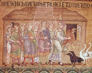 Das Leben Noahs, Noah führt seine Familie in die Arche (Mosaikdetail)