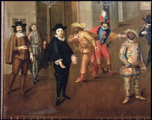 Italienische und französische Komödianten spielen in Farcen, 1670 (Detail)