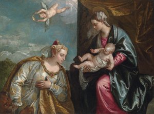 Allegorie der Stadt Venedig, die Madonna und Kind anbetet von Veronese