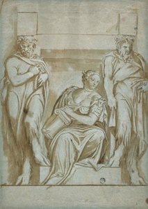 Tapferkeit (oder Stärke) flankiert von zwei Satyrn von Veronese