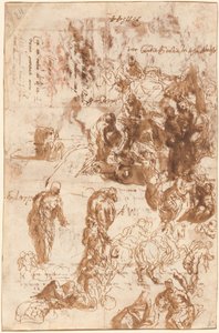 Studien für Judith und Holofernes, David und Goliath, Die Auffindung des Moses und andere [recto] von Veronese