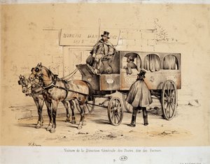 Postkutsche - Lithografie von Adam, ca. 1840 von Victor Adam