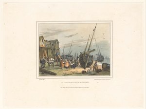 Der Strand von Saint-Valery-sur-Somme von Victor Adam