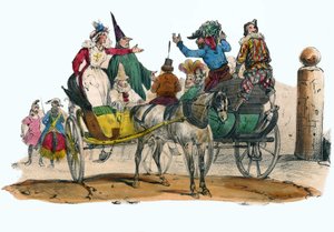 Les Mascarades du carnival. In Album Grotesque, Auswahl herausragender Typen, Illustrationen von Victor Adam, Paris, um 1850