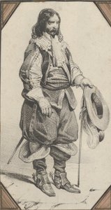 Mann mit Stock und Hut, Mitte des 19. Jahrhunderts