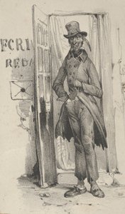 Mann, der in einer Tür steht, Mitte des 19. Jahrhunderts von Victor Adam