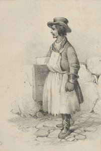 Mann mit Schürze und Hut, Mitte des 19. Jahrhunderts