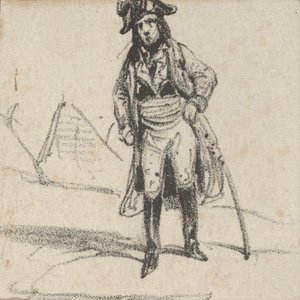 Soldat, der sich auf sein Schwert stützt, Mitte des 19. Jahrhunderts