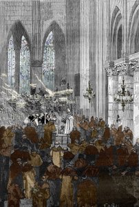 Affäre der Besessenen von Loudun um 1630: Die besessenen Ursulinen während einer Exorzismus-Sitzung in der Kirche Sainte Croix de Loudun