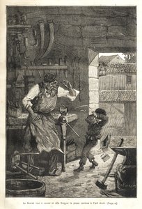 Biographie populaire illustrée de Gambetta - Der Degen brach und traf den jungen Neugierigen ins Auge von Victor Armand Poirson