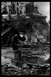 Abriss des Zentralmarktes in Paris, im August 1971 (s/w Foto)