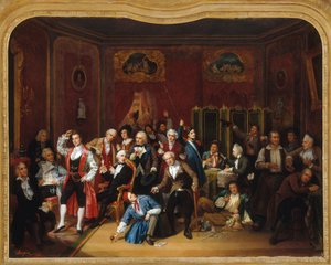 Der Schauspieler Hugues Bouffé (1800-1888), dargestellt in den Kostümen seiner Hauptrollen, in seiner Garderobe im Théâtre des Variétés