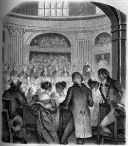 Empfang von Abbe Jean Sibrake (Jean-Sibrakes) (Siffrein) Maury an der Académie Française im Jahr 1785 - Gravur von Franck von Victor Franck
