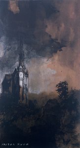Das Schloss im Mondlicht (Feder und Indien-Tinte, Sepia und Gouache auf Papier) von Victor Hugo