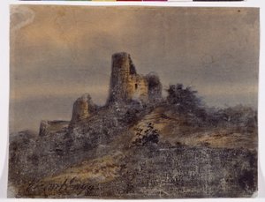 Ansicht der Ruinen des Schlosses von Arques la Bataille