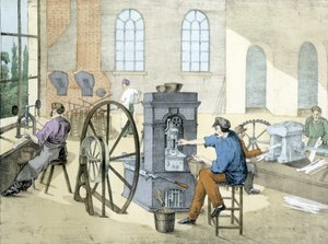 Münzladen (Münzprägung), Lithographie von Janson, 19. Jahrhundert
