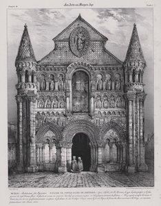 Romanische Fassade der Kirche Notre Dame la Grande, Poitiers, Frankreich von Victor Jean Baptiste (after) Petit