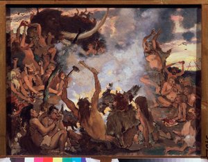 Das Steinzeitalter, Ein Festmahl von Victor Mikhailovich Vasnetsov