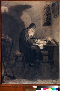 Pimen - Illustration für die Oper "Boris Godunov" von Alexander Puschkin - Gemälde von Viktor Vasnetsov (1848-1926) - 1891 von Victor Mikhailovich Vasnetsov