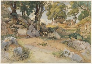 Felsen und Eichen in der Serpentara von Victor Paul Mohn