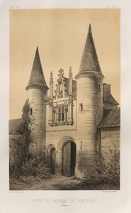 Architektur Pittoresque oder Denkmäler des XV. und XVI. Jahrhunderts: Schlösser Frankreichs des XV. und XVI. Jahrhunderts: Pl. 96, Tor des Priorats von Torteval (Calvados) von Victor Petit