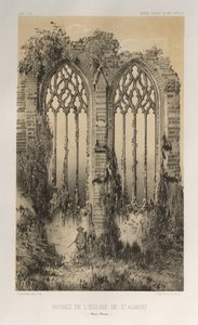 Architektur Pittoresque oder Denkmäler des 15. und 16. Jahrhunderts: Schlösser Frankreichs des 15. und 16. Jahrhunderts: Pl. 38, Ruinen der Kirche von St. Aubert (Haute-Marne) von Victor Petit