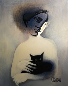 Rätselhafte Figur Schwarze Katze von Victor Tkachenko