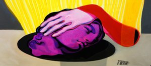 Lila Kopf Rosa Hand