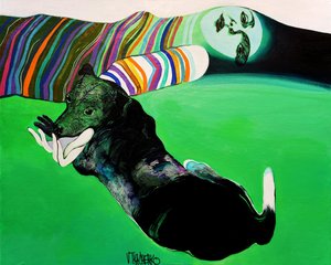 Surrealer Hund und Hände von Victor Tkachenko