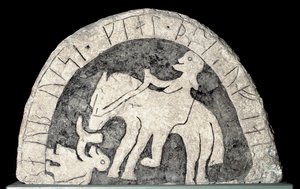 Runenstein mit einem Reiter von Viking