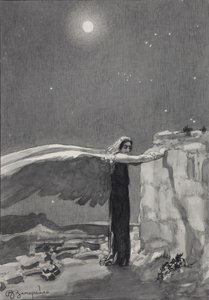 Illustration zum Gedicht Der Dämon von Mikhail Lermontov, 1913-1914 von Viktor Dmitrievich Zamiraylo