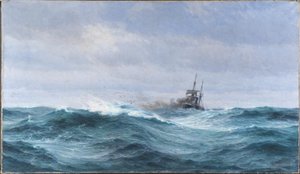 Ein Schiff im Sturm auf dem Atlantik