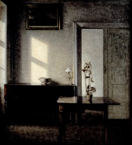Innenraum mit Topfpflanze auf Kartentisch, 1910-1911