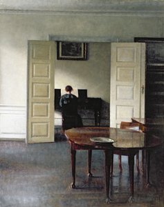 Ein Innenraum mit einer Frau, die Klavier spielt, 1910