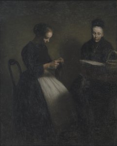 Abend im Wohnzimmer. Die Mutter und die Frau des Künstlers von Vilhelm Hammershøi